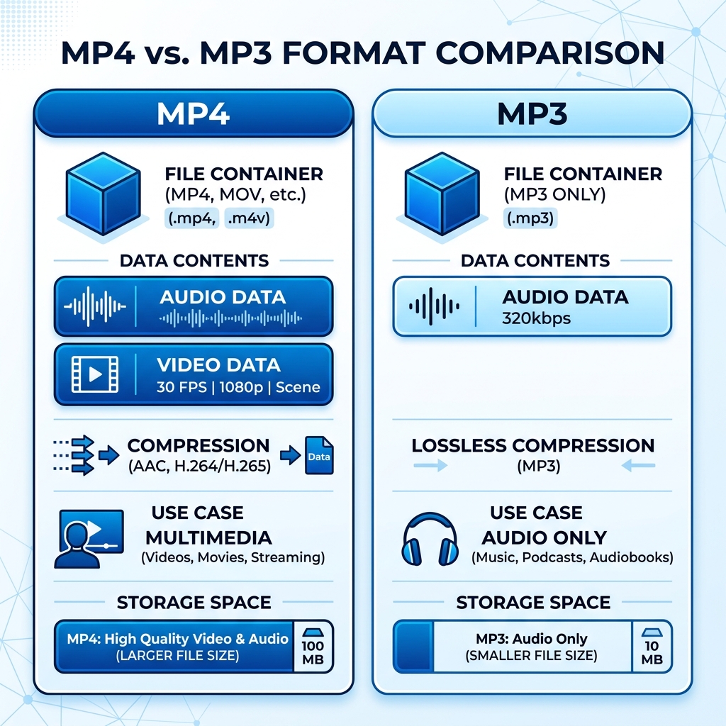MP4 Video and MP3 Audio Containers Comparison